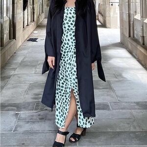 Reformation Green and White Long Sleeve Dress